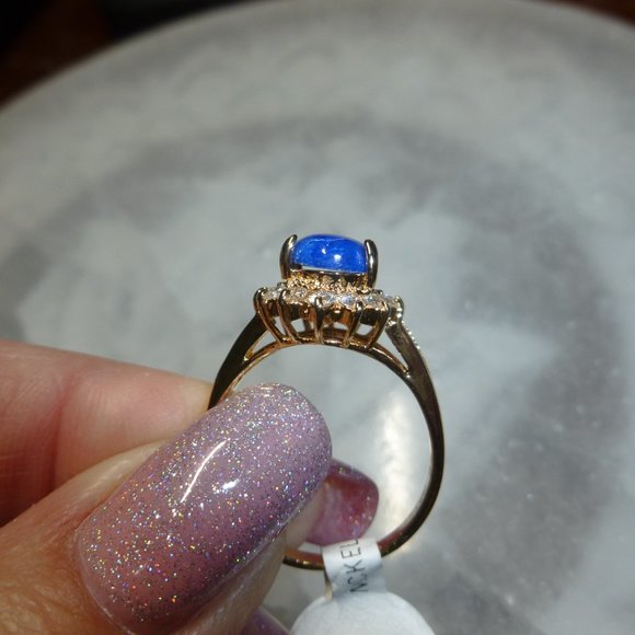 18k Yellow gold EP Lapis Lazuli Swarovski Crystals Designer Dolphin Ore - Picture 10 of 14